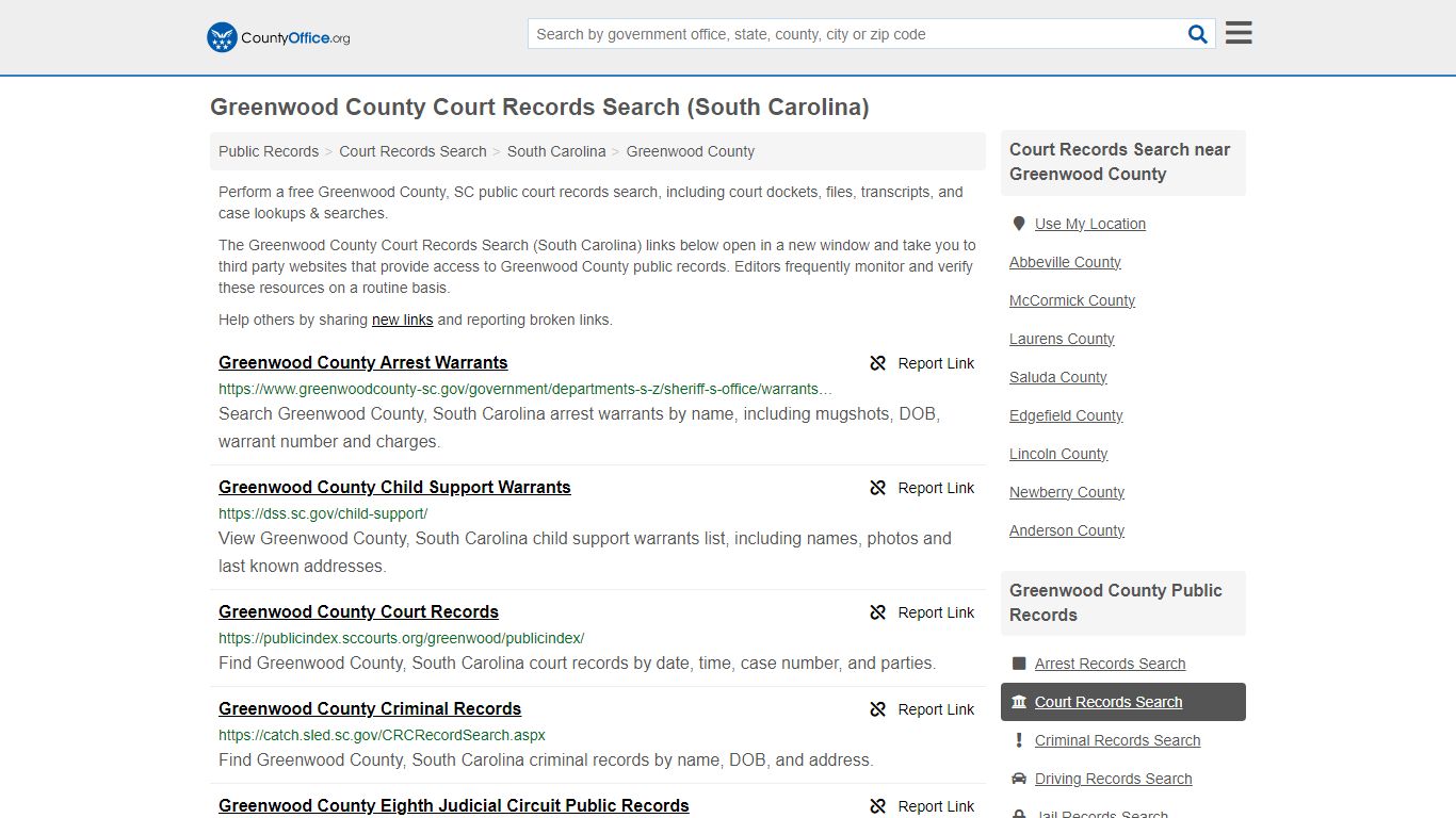 Greenwood County Court Records Search (South Carolina)