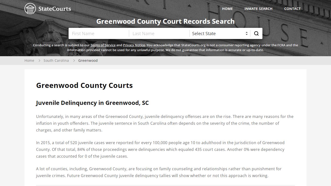 Greenwood County, SC Courts - Records & Cases - StateCourts